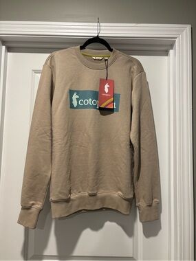 NWT Cotopaxi Icon Crew Sweatshirt-Pebble Men’s Small Cream and Light Blue